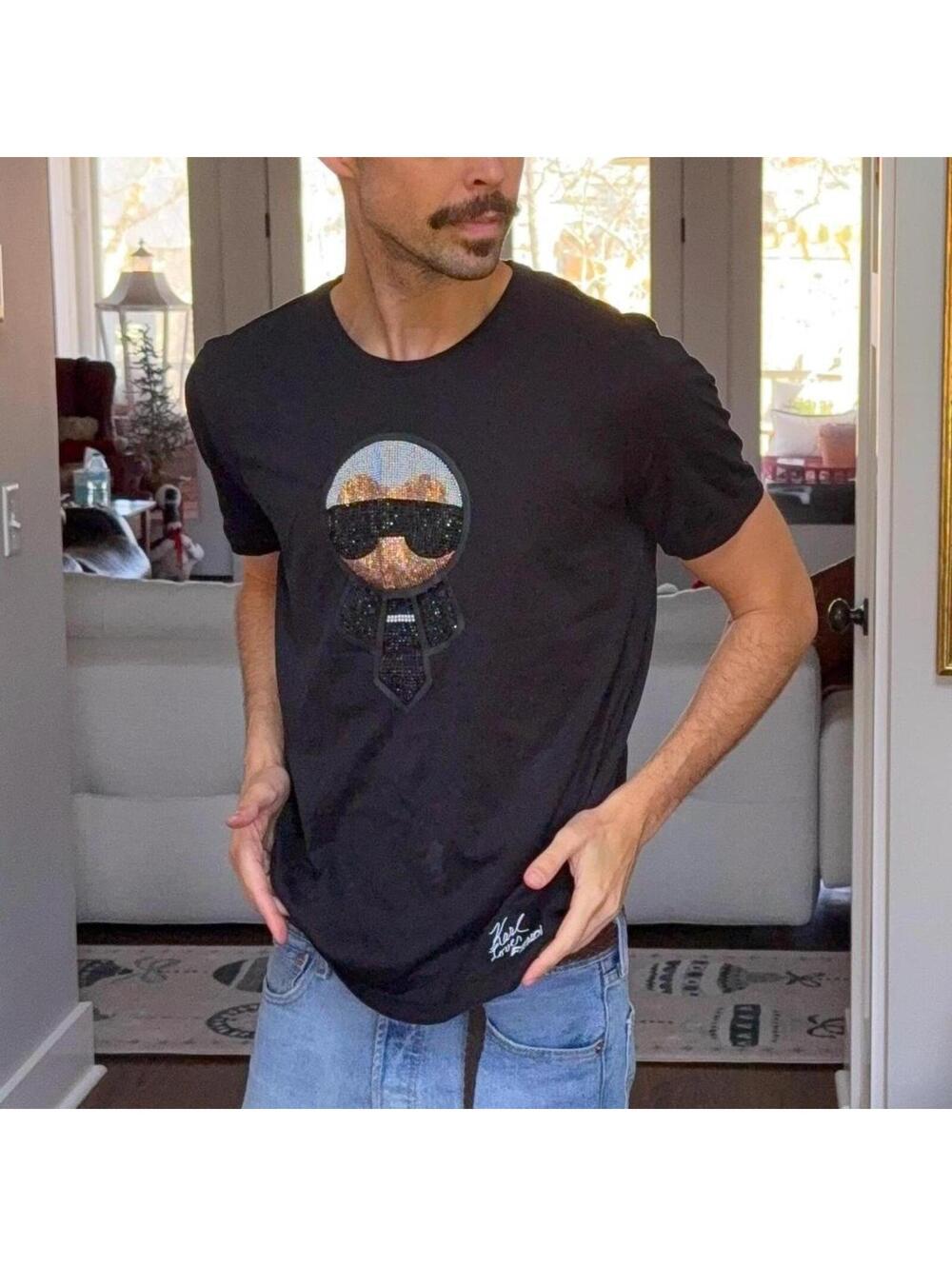 🔥 Fendi x Karl Lagerfeld Karlito Crystal Graphic Tee IT 50